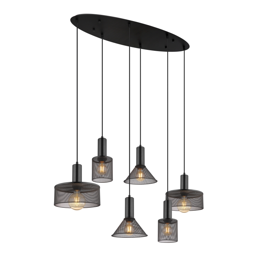 Globo 15648-6H - Luster na lanku JEDD 6xE27/60W/230V čierna