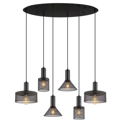Globo 15648-6H - Luster na lanku JEDD 6xE27/60W/230V čierna