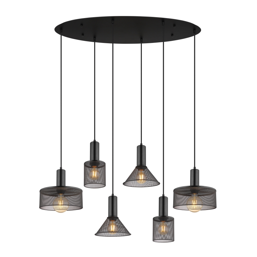 Globo 15648-6H - Luster na lanku JEDD 6xE27/60W/230V čierna