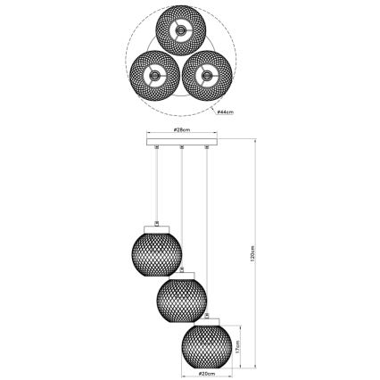 Globo - Luster na lanku 3xE27/60W/230V