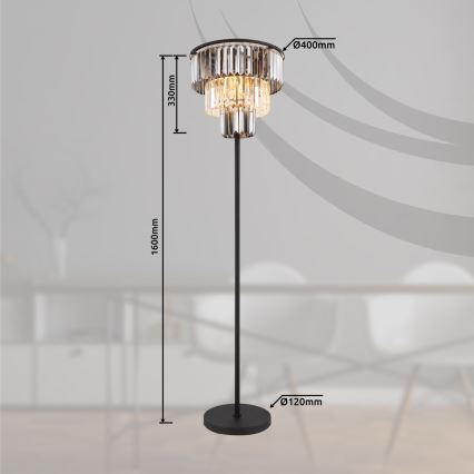 Globo - Stojacia lampa 3xE27/40W/230V pr. 40 cm čierna
