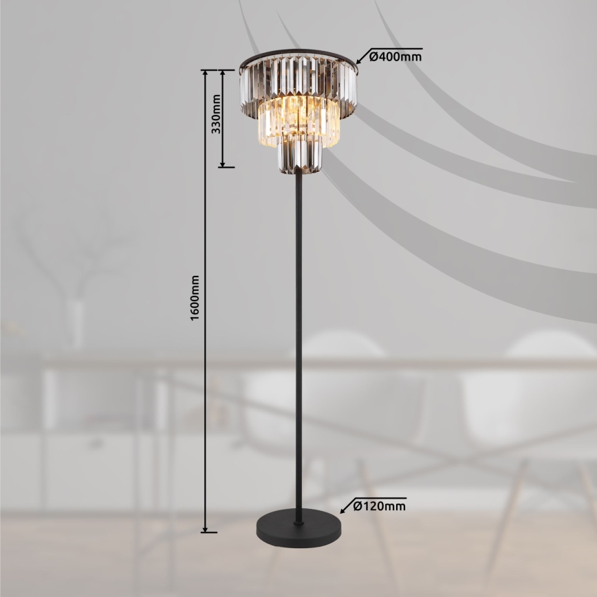 Globo - Stojacia lampa 3xE27/40W/230V pr. 40 cm čierna