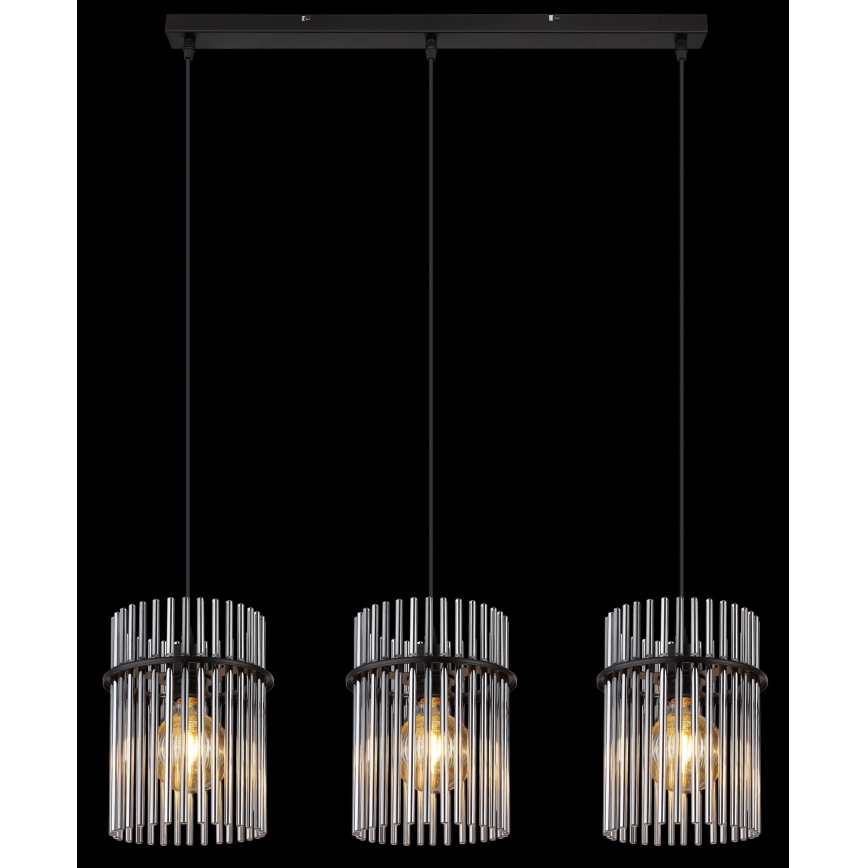 Globo - Luster na lanku 3xE27/60W/230V čierna