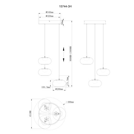 Globo - LED Luster na lanku 3xLED/6W/230V