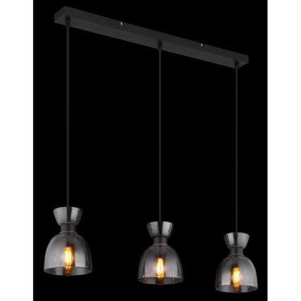 Globo - Luster na lanku 3xE14/40W/230V čierna/dymová