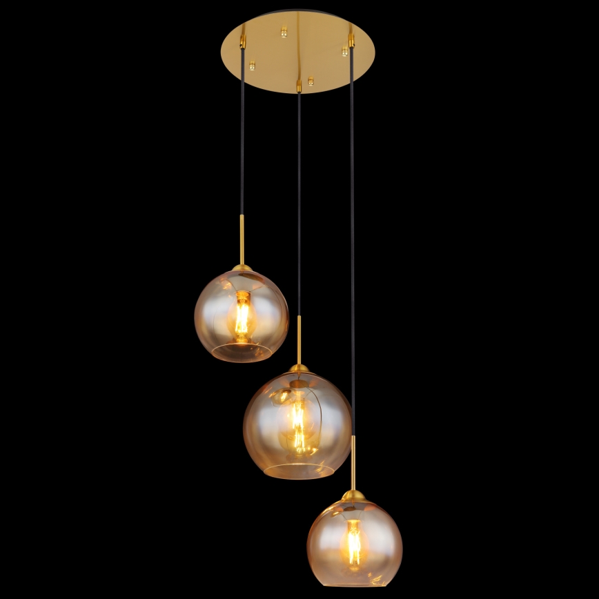 Globo - Závesný luster na lanku 3xE27/60W/230V mosadz
