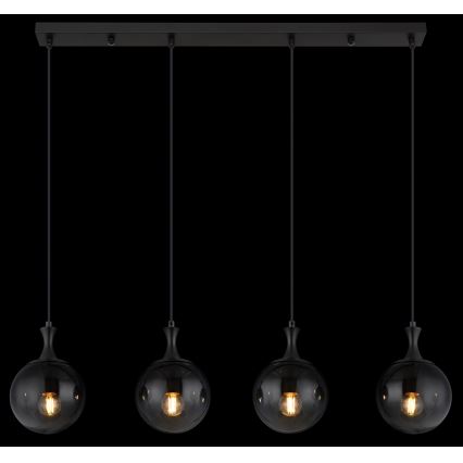 Globo - Luster na lanku 4xE27/10W/230V čierna