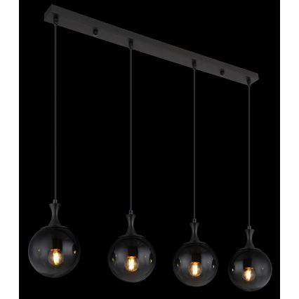 Globo - Luster na lanku 4xE27/10W/230V čierna
