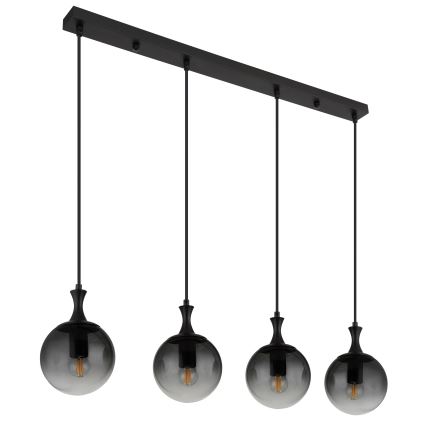 Globo - Luster na lanku 4xE27/10W/230V čierna