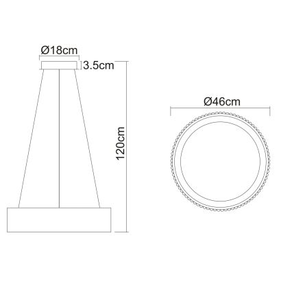 Globo - LED závesný luster na lane LED/45W/230V 2700/4000/6000K priemer 46 cm čierna