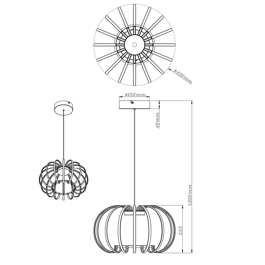 Globo - stmievateľný LED luster na lanku LED/40W/230V 3000K čierny
