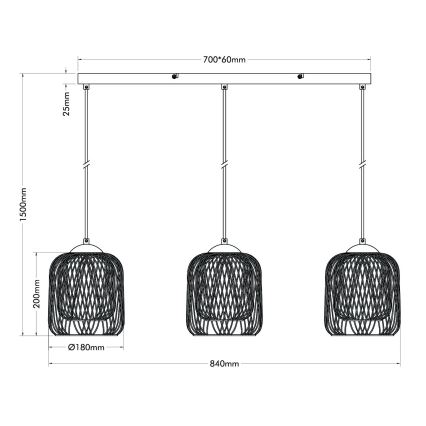Globo - Luster na lanku 3xE27/40W/230V