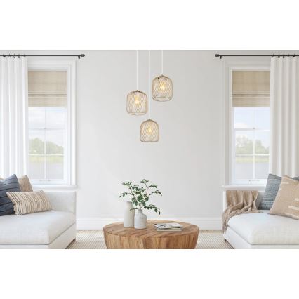 Globo - Luster na lanku 3xE27/40W/230V béžová/biela
