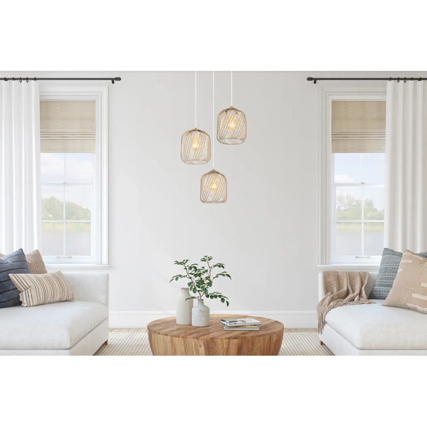 Globo - Luster na lanku 3xE27/40W/230V béžová/biela