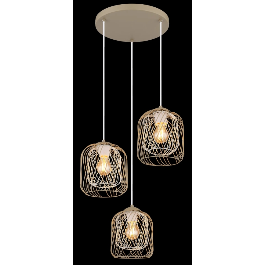 Globo - Luster na lanku 3xE27/40W/230V béžová/biela