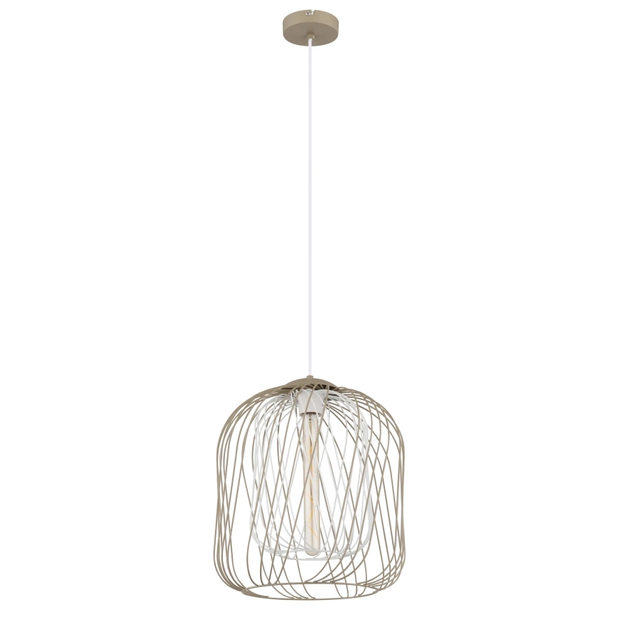Globo - Luster na lanku 1xE27/40W/230V pr. 35 cm béžová/biela