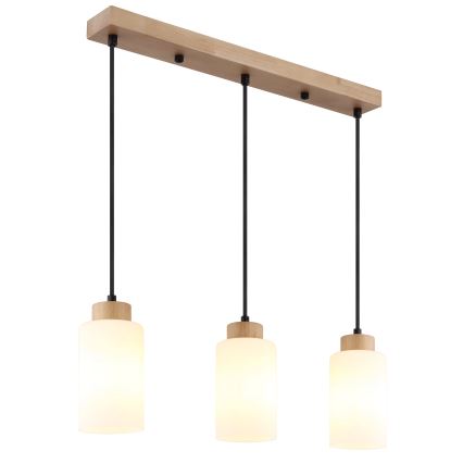 Globo - Závesný luster na lanku 3xE27/60W/230V dub/biela