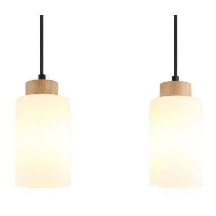 Globo - Závesný luster na lanku 3xE27/60W/230V dub/biela