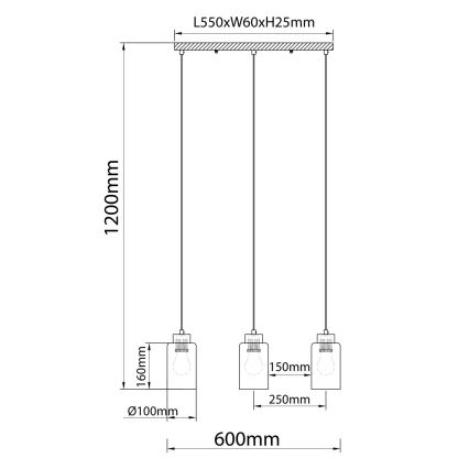 Globo - Závesný luster na lanku 3xE27/60W/230V dub/biela