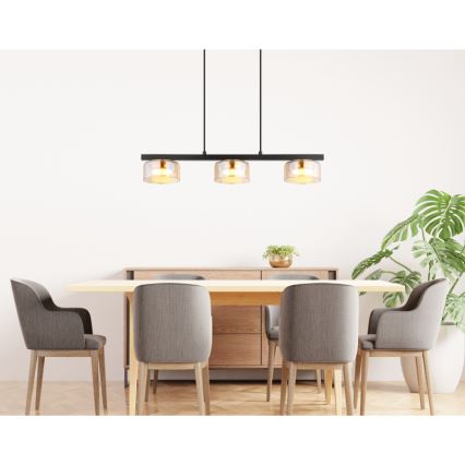 Globo - LED Luster na lanku 3xGX53/6W/230V dymová/hnedá
