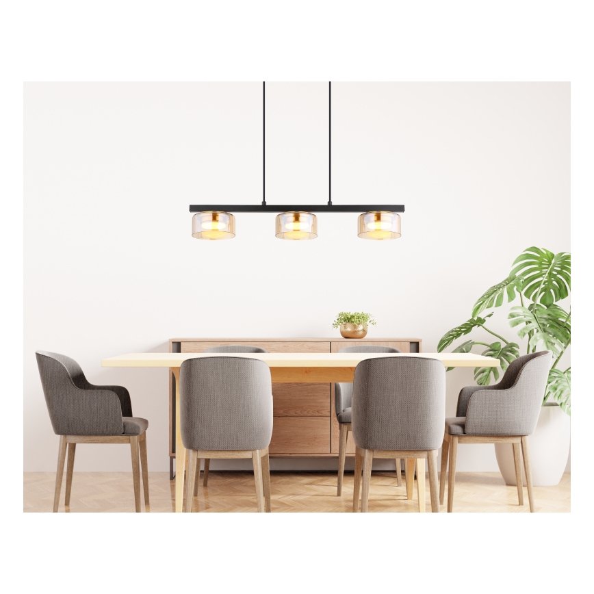 Globo - LED Luster na lanku 3xGX53/6W/230V dymová/hnedá