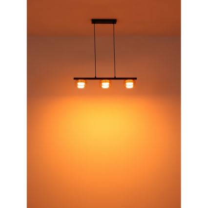 Globo - LED Luster na lanku 3xGX53/6W/230V dymová/hnedá