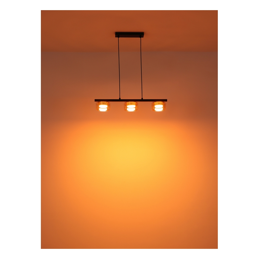 Globo - LED Luster na lanku 3xGX53/6W/230V dymová/hnedá