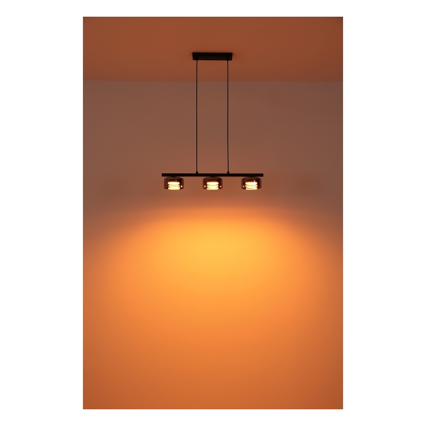 Globo - LED Luster na lanku 3xGX53/6W/230V dymová/čierna