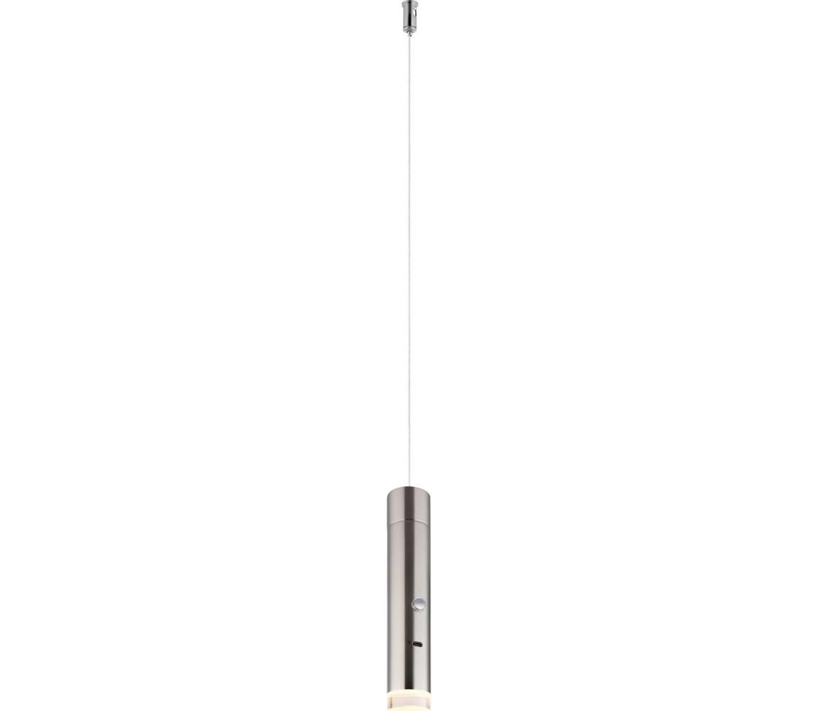 Globo 16060N - LED dotykové stmievateľné nabíjateľné svietidlo 2v1 PELO LED/2W/230/5V matný chróm 16060N