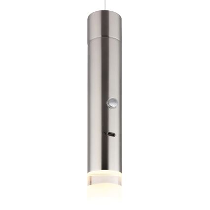 Globo - LED stmievateľné dotykové nabíjateľné svietidlo 2v1 LED/2W/230/5V matný chróm