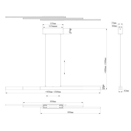 Globo - LED stmievateľný dotykový luster na lanku LED/39W/230V 2700/4000/6000K mosadz