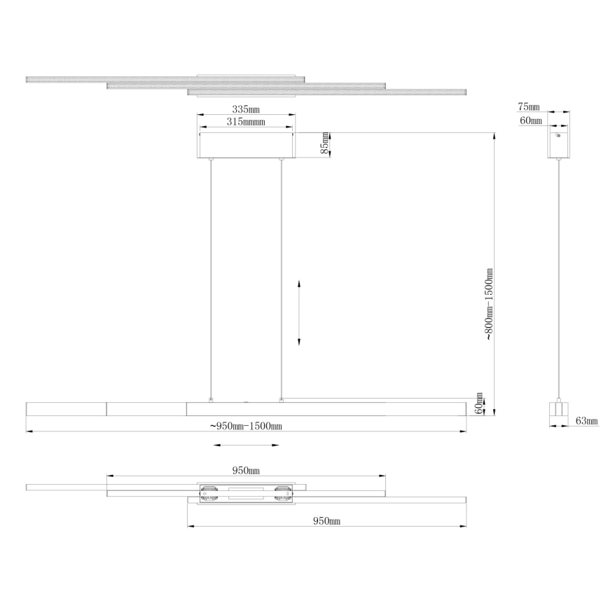 Globo - LED stmievateľný dotykový luster na lanku LED/39W/230V 2700/4000/6000K mosadz