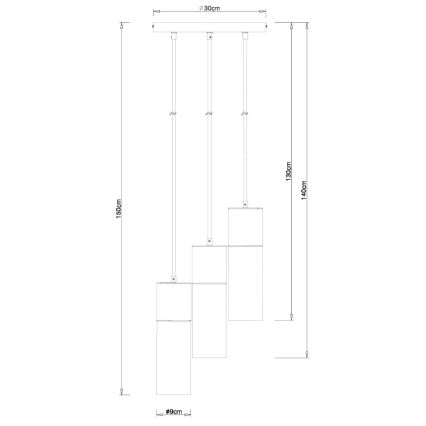 Globo - Luster na lanku 3xE27/25W/230V pr. 30 cm čierna