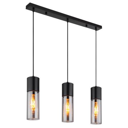 Globo - Luster na lanku 3xE27/25W/230V čierna
