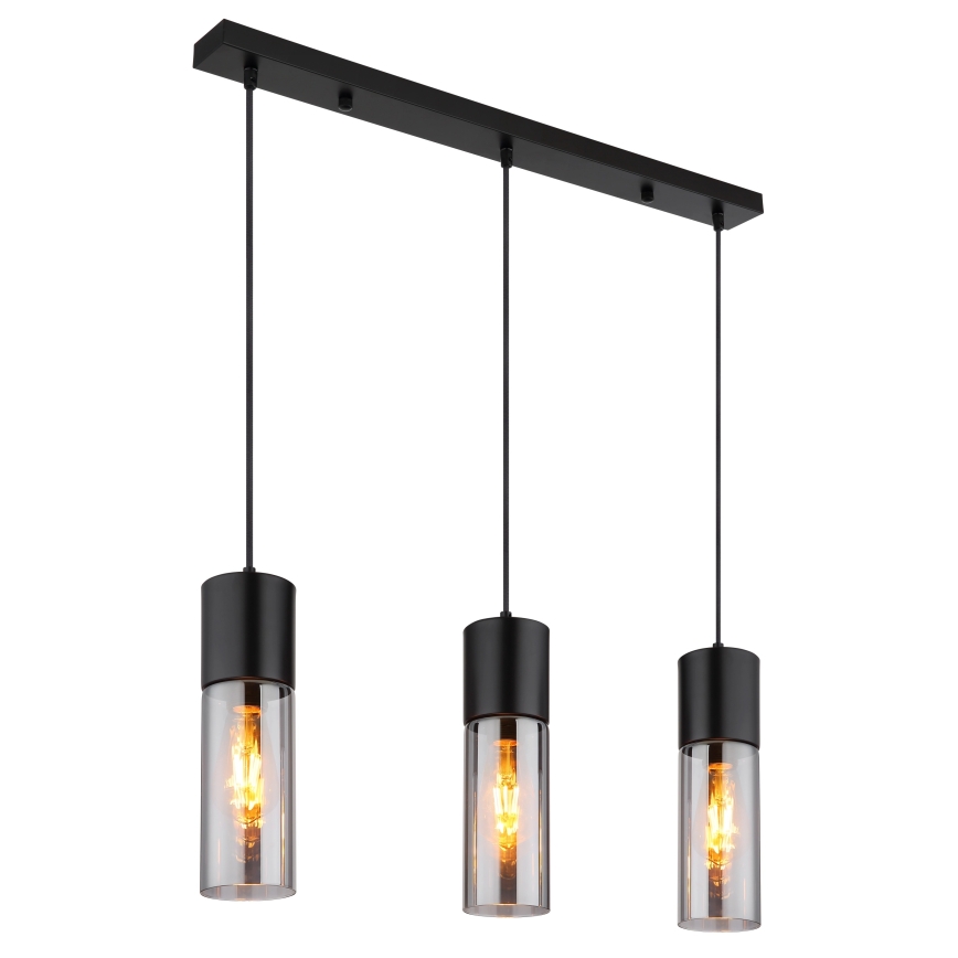 Globo - Luster na lanku 3xE27/25W/230V čierna
