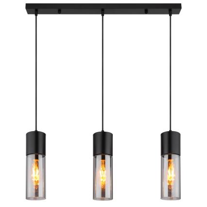 Globo - Luster na lanku 3xE27/25W/230V čierna