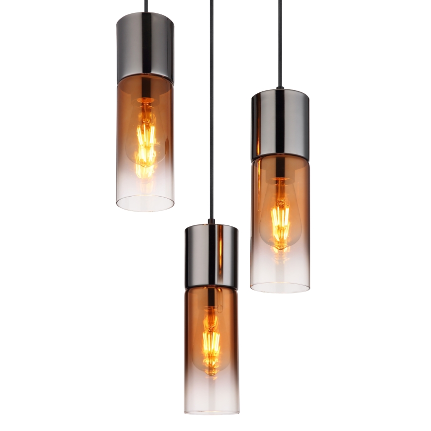 Globo - Luster na lanku 3xE27/25W/230V čierna/medená