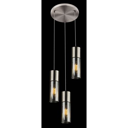Globo - Luster na lanku 3xE27/25W/230V pr. 30 cm matný chróm