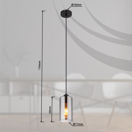 Globo - Luster na lanku 1xE27/25W/230V pr. 11 cm čierna