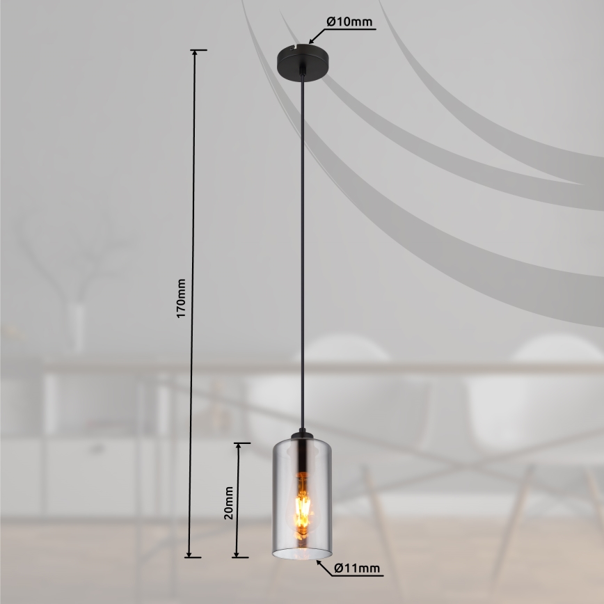 Globo - Luster na lanku 1xE27/25W/230V pr. 11 cm čierna