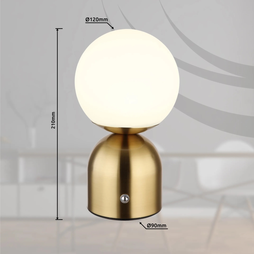 Globo - LED Stmievateľná dotyková stolná lampa LED/2,5W/3,7V 2700K/4000K/6500K 1800 mAh USB mosadz