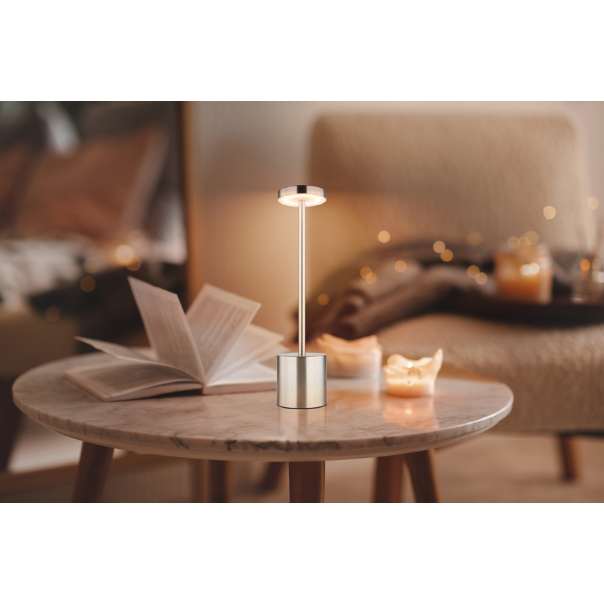 Globo - LED Stmievateľná dotyková stolná lampa LED/1,2W/3,7V 2000K/3500K/7000K 1200 mAh USB matný chróm