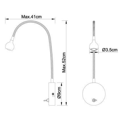 Globo - LED Flexibilná lampička LED/3W/230V lesklý chróm