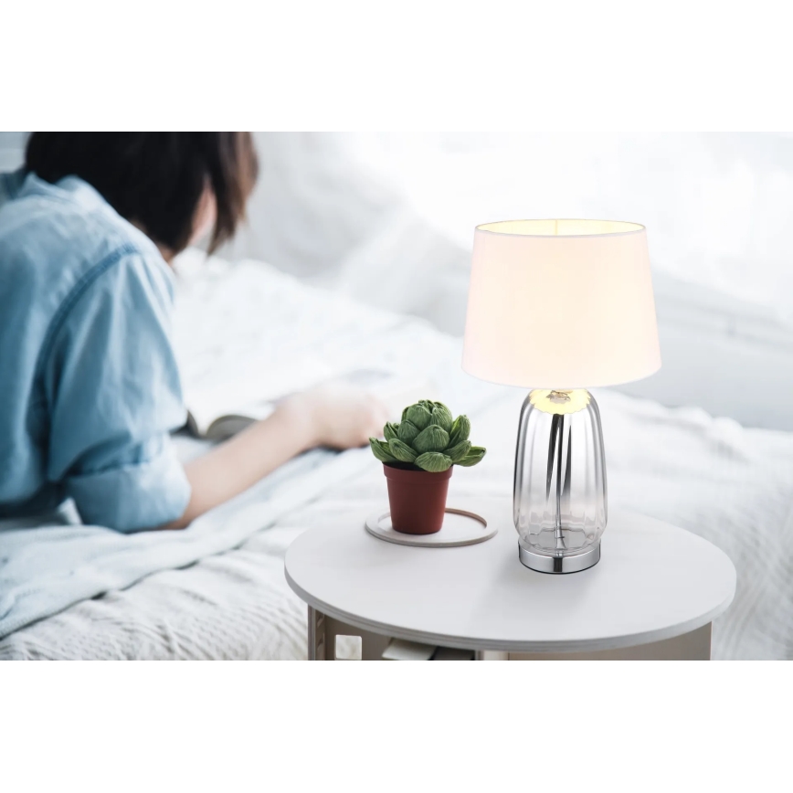 Globo - Stolná lampa 1xE27/40W/230V biela/strieborná