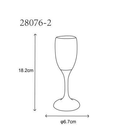 Pohár na nohe s výškou 18,2 cm a priemerom 6,7 cm je znázornený s kódom 28076-2.