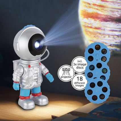 Globo - stmievateľný LED projektor 3 W / 5 V, motív astronauta