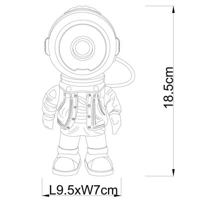 Globo - stmievateľný LED projektor 3 W / 5 V, motív astronauta
