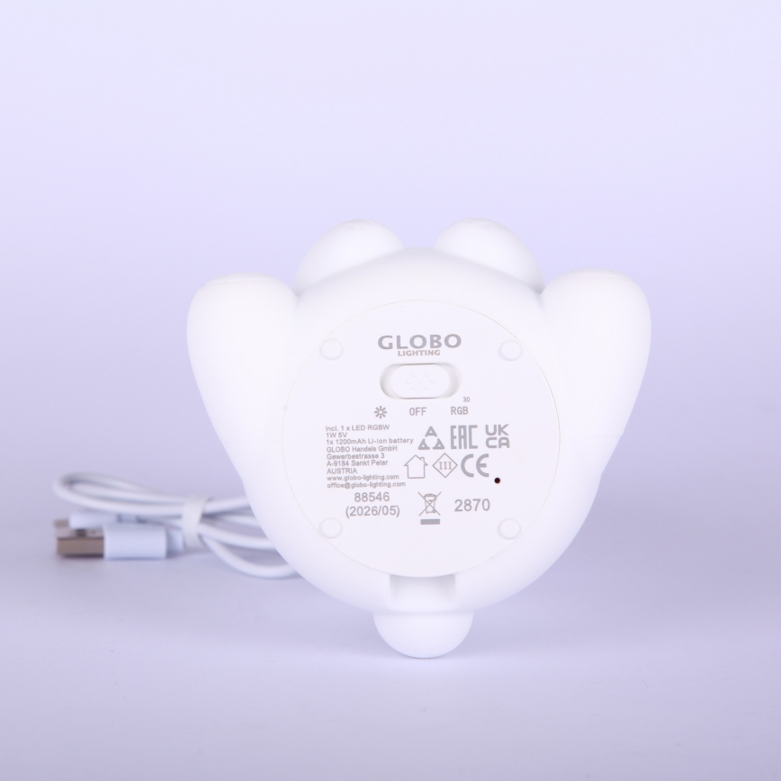 Globo - LED RGBW stmievateľné dobíjateľné detské nočné svetlo LED/1W/5V 1200 mAh medveď