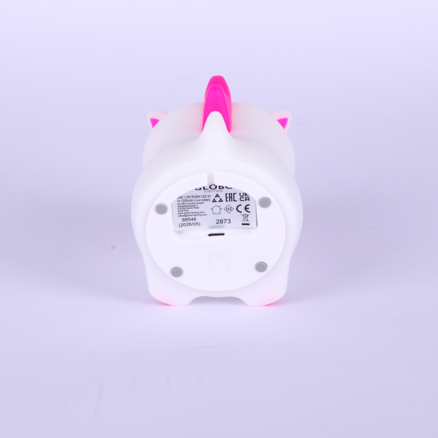 Globo - LED RGBW stmievateľné nabíjacie detské nočné svetlo LED/1,5W/5V 1200 mAh jednorožec