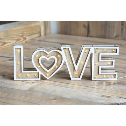 Globo 29976 - LED stolná lampa LOVE 24xLED/0,06W/3xAA drevo
